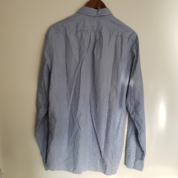 🌞SOLD🌞 J. Crew Classic Blue and White Pinstripe Button Down Shirt 100% Cotton - Picture 3 of 12
